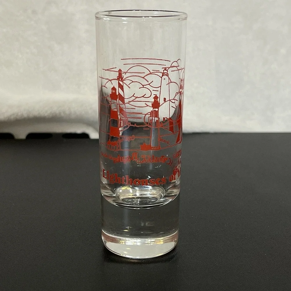 Lighthouses of the NC Outer Banks Souvenir Tall Shooter Shot Glass Weighted